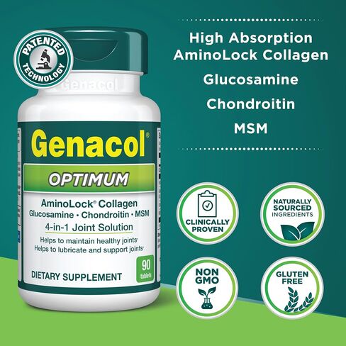Genacol Glucosamine, Chondroitin & MSM Joint Supplement with Collagen Peptides Glucosamina Condroitina y Colageno Optimum 90 Tablets in Kuwait