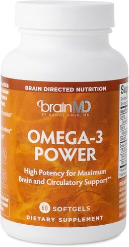 BrainMD Dr Amen Omega-3 Power - 60 Capsules - Joint & Immune Support Supplement - Contains DHA & EPA - Gluten Free - 30 Servings in Kuwait
