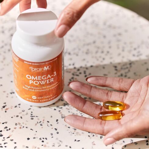 BrainMD Dr Amen Omega-3 Power - 60 Capsules - Joint & Immune Support Supplement - Contains DHA & EPA - Gluten Free - 30 Servings in Kuwait