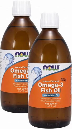 NOW Supplements, Omega-3 Fish Oil Liquid, Molecularly Distilled, Lemon Flavored, 7-Ounce in Kuwait