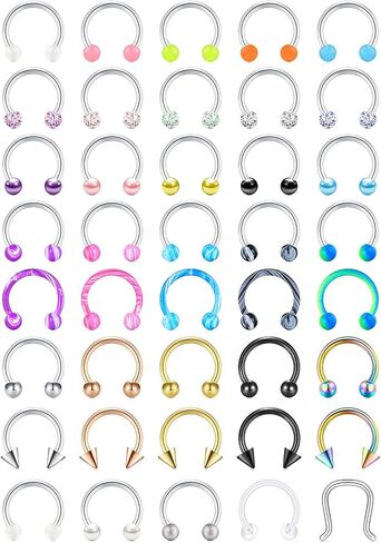 Mayhoop 16G 20Pcs Surgical Steel Nose Rings Septum Rings Captive Bead Rings Horseshoe Piercing Jewelry Cartilage Helix Daith Tragus Earring Hoop Lip Hinged Seamless Nose Hoop Ring for Women Men in Kuwait
