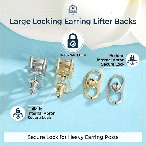 Earring Backs for Droopy Ears, JIACHARMED Locking Bullet Earring Backs Replacements for Studs Large Earring Backings 4pcs Tight Earring Lifter Backers for Heavy Earrings,Mixed Color in Kuwait