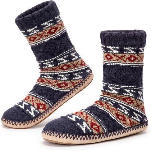 جوارب Cozylook للرجال مبطنة بالصوف ونعال مضادة للانزلاق، أحذية منزلية شتوية ناعمة وسميكة ومريحة، أحذية منزلية دافئة غامضة في الأماكن المغلقة in Kuwait