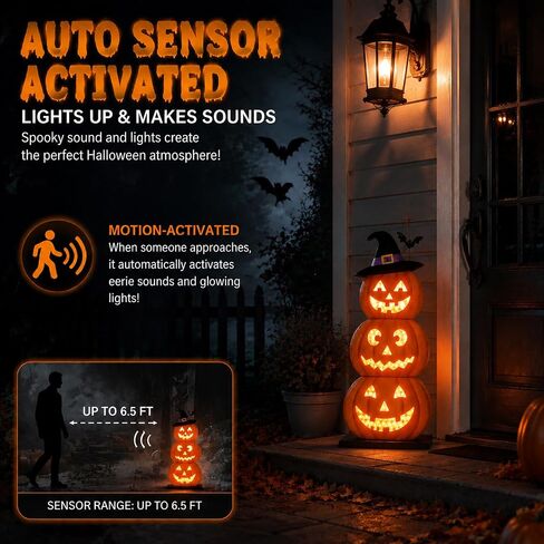 Halloween Decorations LED Lights Halloween Block Wooden Pumpkin Lights Up Decor Farmhouse Rustic Sign for Table Centerpieces, Home, Tabletop Tiered Tray, Mantle in Kuwait