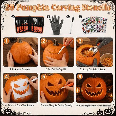 WHYMEO 71 Pcs Halloween Pumpkin Carving Kit Pumpkin Decorating Kit in Kuwait