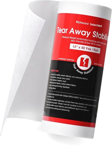 Poolin Tear Away Stabilizer 12" x 25 yd Roll 2.0 oz Medium Weight in Saudi Arabia