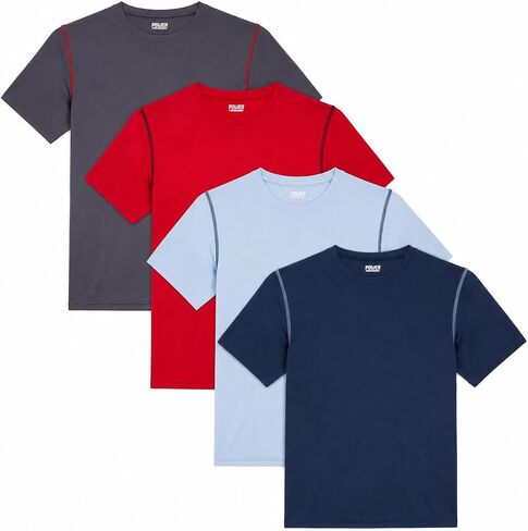 Boys T-Shirts - Youth Big Kids Active Workout Dry-Fit Stretch Crew Neck Short Sleeve Top 4 Pack in Kuwait