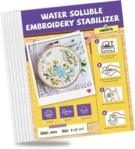 Water Soluble Embroidery Paper, 6PCS 8.5"x11" Printable and Self-Adhesive Embroidery Transfer Paper Embroidery Stabilizer for Hand and Machine Embroidery in Saudi Arabia