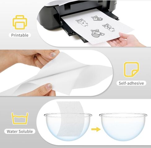 Water Soluble Embroidery Paper, 6PCS 8.5"x11" Printable and Self-Adhesive Embroidery Transfer Paper Embroidery Stabilizer for Hand and Machine Embroidery in Saudi Arabia