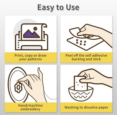 Water Soluble Embroidery Paper, 6PCS 8.5"x11" Printable and Self-Adhesive Embroidery Transfer Paper Embroidery Stabilizer for Hand and Machine Embroidery in Saudi Arabia