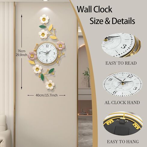 FLEBLE Extra Large Wall Clocks for Living Room Decor Modern Wall Clock Battery Operated Silent Non-Ticking for Home Office Bedroom Kitchen Decorative Analog Clock Quartz for Indoor House in Kuwait