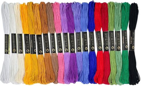 LNAUJS 20 Colors Embroidery Floss, 6 Strands 8.75 Yards Egyptian Long Staple Cotton Thread for Craft Sewing in Saudi Arabia