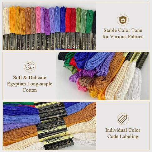 LNAUJS 20 Colors Embroidery Floss, 6 Strands 8.75 Yards Egyptian Long Staple Cotton Thread for Craft Sewing in Saudi Arabia