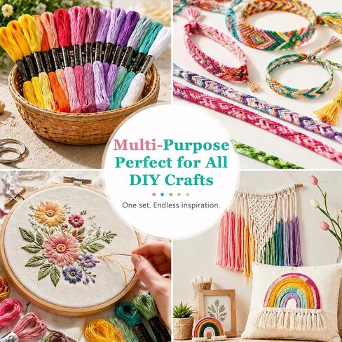 LNAUJS 20 Pcs Macaron Embroidery Floss, 6 Strands 8.75 Yards Polyester Cotton Sewing Thread in Saudi Arabia