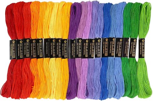 LNAUJS 20 Pack Rainbow Embroidery Thread, 6 Strands 8.75 Yards Cotton Blend Sewing Floss in Saudi Arabia