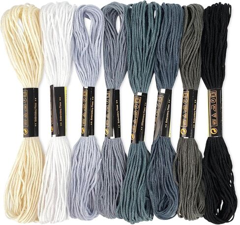 LNAUJS 8 Pack Black Gradient Embroidery Floss, 6 Strand 8.75 Yard Polyester Cotton Thread for Craft DIY in Saudi Arabia