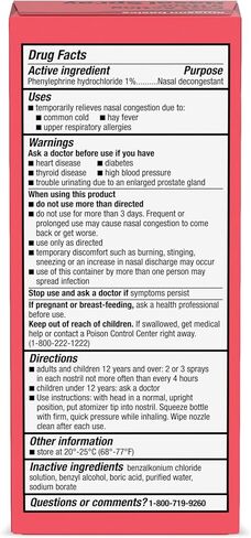 Amazon Basic Care Nasal Four بخاخ الأنف، فينيليفرين هيدروكلوريد 1 بالمائة، مزيل احتقان الأنف، 1 أونصة سائلة in Kuwait