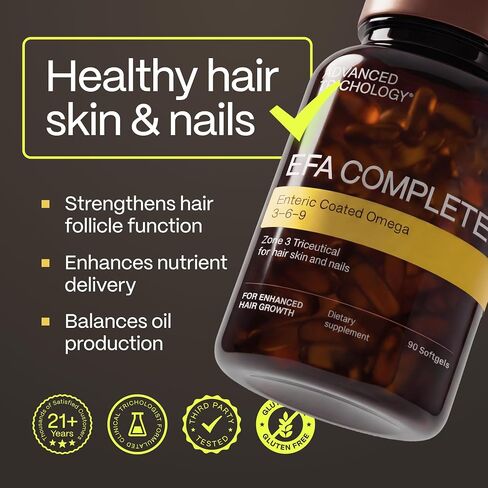 EFA Complete with Optimal Omega 3 6 9 Levels of Potency Flax Oil, Fish Oil, Borage Oil, and Evening Primrose Oil 800mgs (90count) 3rd Party Tested - High in GLA and 369 Omegas in Kuwait