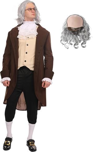 Maxim Party Supplies Adult Benjamin Franklin Deluxe Colonial Costume For Men 5 Piece Outfit in Kuwait