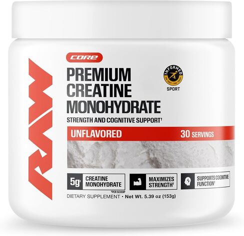 RAW Nutrition Creatine Monohydrate Powder Unflavored | Micronized Creatine Monohydrate Supplement Helps Workout Performance, Build Muscle & Strength | Creatine for Men & Women, 150g (30 Servings) in Kuwait