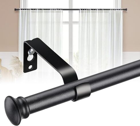 28-50 Inch Heavy Duty Black Curtain Rod Set - 2 Pack Cafe Rods With Brackets for Windows, Doors, Kitchen, Bathroom in Kuwait