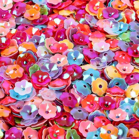 DIYASY 10800 Pcs Flower Sequins, 6 MM Bulk Round Embroidery Loose Sequins Cup Craft Sequin with Holes for Craft Sewing DIY Art Decorations in Kuwait