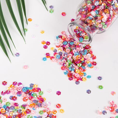 DIYASY 10800 Pcs Flower Sequins, 6 MM Bulk Round Embroidery Loose Sequins Cup Craft Sequin with Holes for Craft Sewing DIY Art Decorations in Kuwait