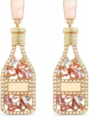 Champagne Earrings for Women Girls Beaded Champagne Bottle Earrings Margarita Earrings Tequila Earrings Crystal Wine Glass Dangle Earrings Party Celebration Jewelry Gifts in Kuwait