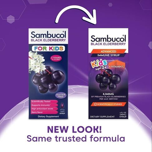 Sambucol Black Elderberry Syrup for Kids - Elderberry Extract Kids, Kids Elderberry Syrup, Black Elderberry for Kids, Kids Immune Support - 4 Fl Oz in Kuwait