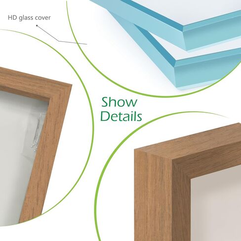 FrameWorks 8" x 8" Golden Oak Wooden Shadow Box Frame – Display Case with Soft Felt Back, Memory Box with Tempered Glass, Display Box with Elegant White Ball Push Pins, Wooden Flower Box in Kuwait