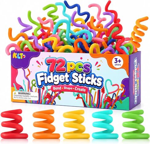 Sensory Toys Fidget Sticks for Kids: 8 Pack Creative Silicone Fidget Sticks - Quiet Desk Fidgets for Classroom Prizes - Fidget Toys for Autism ADHD Stress Relief - Calm Down Back to School Supplies in Kuwait