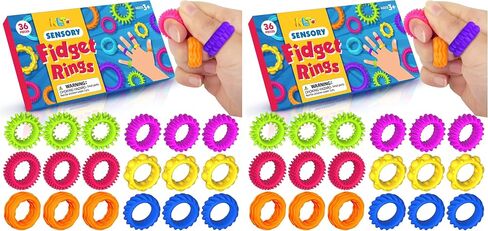 Fidget Toys Sensory Rings for Kids: Quiet Textured Ring 18 Pack - Sensory Toys for Kids with Autism - Calming Corner Bulk Fidgets for Classroom Prize - Party Favors Goodie Bag Fillers in Saudi Arabia