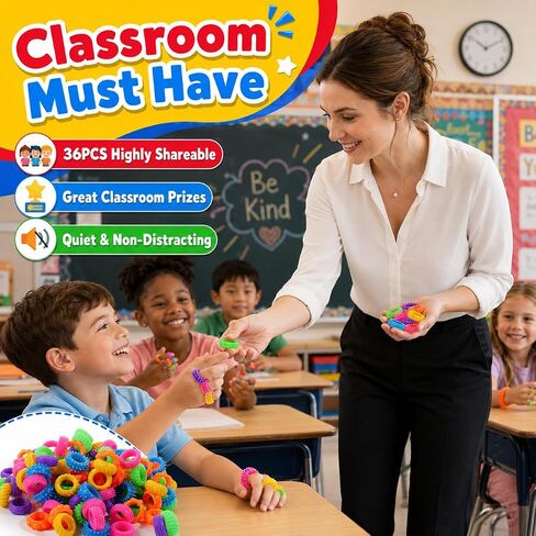 Fidget Toys Sensory Rings for Kids: Quiet Textured Ring 18 Pack - Sensory Toys for Kids with Autism - Calming Corner Bulk Fidgets for Classroom Prize - Party Favors Goodie Bag Fillers in Saudi Arabia