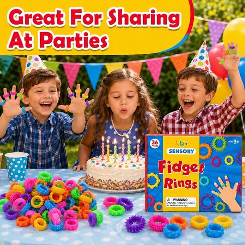Fidget Toys Sensory Rings for Kids: Quiet Textured Ring 18 Pack - Sensory Toys for Kids with Autism - Calming Corner Bulk Fidgets for Classroom Prize - Party Favors Goodie Bag Fillers in Saudi Arabia