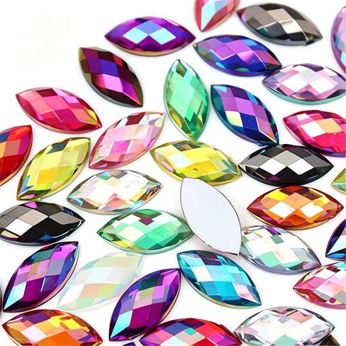 100 pcs 15x7mm ab jewels gems gems أحجار الراين للحرف اليدوية ، حصان العين ، أحجار أحجار أكريليك للأحجار الكريلية لزخارف الحفلات في عيد الهالوين ، ملابس الزفاف ، ملحقات صياغة diy (00 لون مختلط) in Kuwait