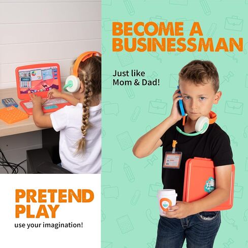 Born Toys 9-piece Office Pretend Play Set for Kids, Toddler Laptop Toy Gift in Kuwait