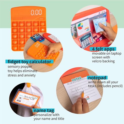 Born Toys 9-piece Office Pretend Play Set for Kids, Toddler Laptop Toy Gift in Kuwait