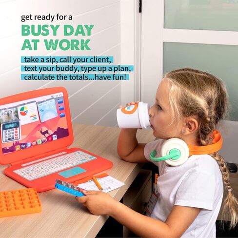 Born Toys 9-piece Office Pretend Play Set for Kids, Toddler Laptop Toy Gift in Kuwait