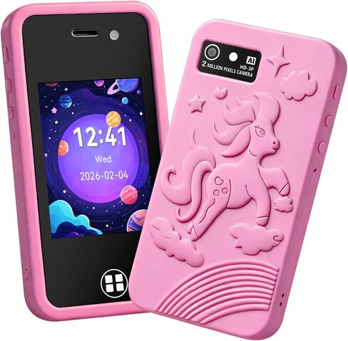 Kids Smart Phone Toy with 16GB SD Card & Drop-proof Silicon Case-3.0" Touchscreen, Dual Camera, MP3 & 14 Educational Games-Parental Control & Habit Tracker-Christmas Birthday Gift for Boys Girls in Kuwait