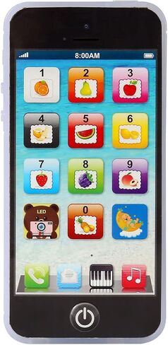 Yphone, Pretend Smart Mobile Toy Phone for Toddler Baby & Kids, Musical English Learning Preschool Education Electronic Cell Phone Gift for Boys & Girls (Black) in Kuwait