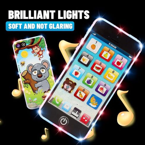 Yphone, Pretend Smart Mobile Toy Phone for Toddler Baby & Kids, Musical English Learning Preschool Education Electronic Cell Phone Gift for Boys & Girls (Black) in Kuwait