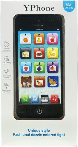 Yphone, Pretend Smart Mobile Toy Phone for Toddler Baby & Kids, Musical English Learning Preschool Education Electronic Cell Phone Gift for Boys & Girls (Black) in Kuwait