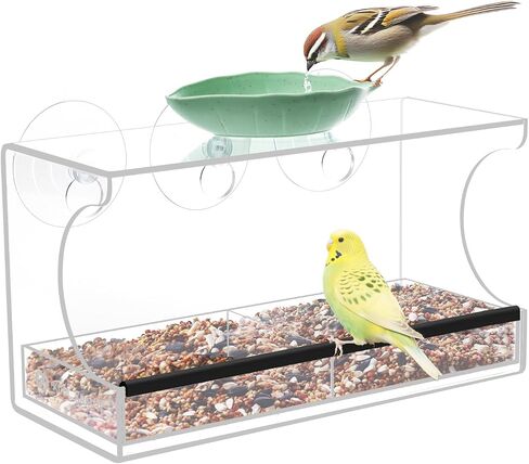 Kool Krafts Window Bird Feeder Kit for Kids & Families – Includes 1 lb USA Made Bird Food, 24-Page Educational Bird Guide Booklet, Removable Tray & Water Cup in Kuwait