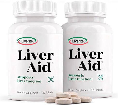 LIVERITE LIVER AID 2-Pack 120 Tablets (Total 240ct) Liver Support, Liver Cleanse, Liver Care, Liver Function, Energy. in Saudi Arabia
