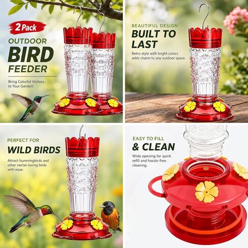Antonki 2 Pack Plastic Hummingbird Feeders for Outdoor Hanging in Kuwait