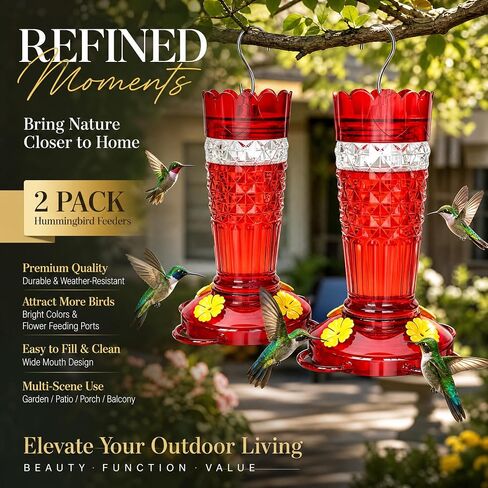Antonki 2 Pack Plastic Hummingbird Feeders for Outdoor Hanging in Kuwait