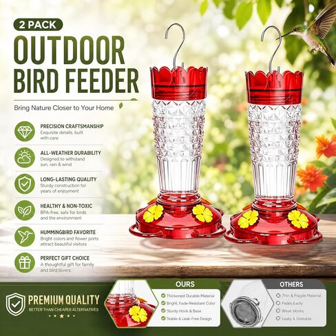 Antonki 2 Pack Plastic Hummingbird Feeders for Outdoor Hanging in Kuwait