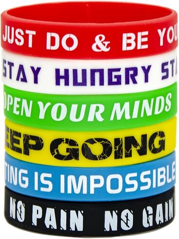 Inspirational Rubber Bracelets,Messages Motivation and Inspiration，Non-Toxic Hypoallergenic,Gifts for Men Ladies and Teens in Kuwait