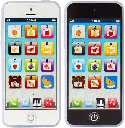 Yphone, Pretend Smart Mobile Toy Phone for Toddler Baby & Kids, Musical English Learning Preschool Education Electronic Cell Phone Gift for Boys & Girls (Black) in Kuwait