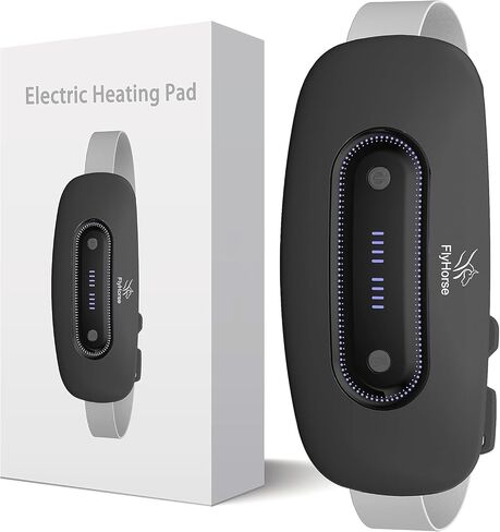 Electric Heating Pad,Portable Cordless Menstrual Heating Pad with 4 Heat Levels and 4 Massage Modes, Fast Large Heating Belly Wrap Belt, Heating Pad for Cramps,Back Pain Relief (Black) in Kuwait